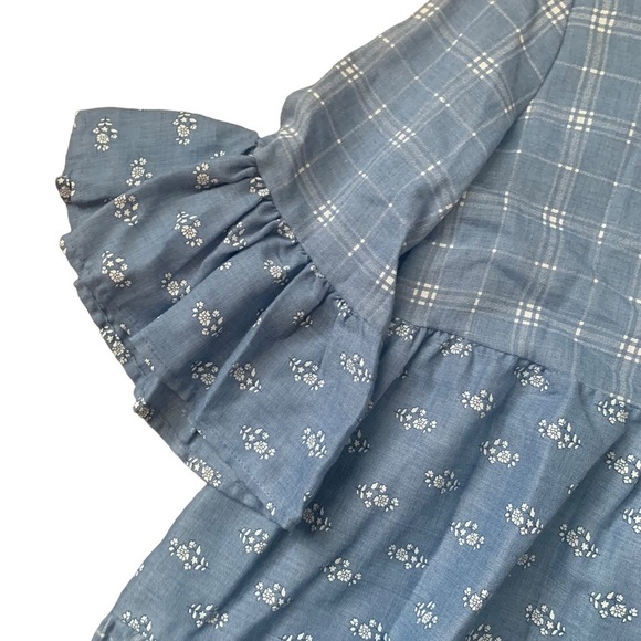 Boutique new with tags plaid and floral print ruffle tunic top size small - Picture 2 of 6